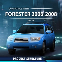 Subaru Forester Front Bumper Grille 2006-2008 Gray Silver Painted 91121SA082