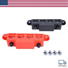New Red & Black 5/16″ 4 Stud Power Distribution Block -BUSBAR- With Cover