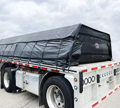 24’x27′ Flatbed Trailer Heavy Duty Tarp – 18Oz Vinyl Black Lumber Tarp (8′ Drop)