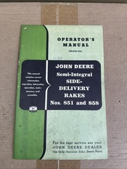 John Deere 851 858 Semi-Integral Side-Delivery Rake Operators Manual OM-E18-1255