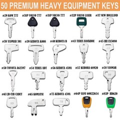 50 Heavy Construction Equipment Machinery Keys Master Set Case JD JCB CAT Volvo