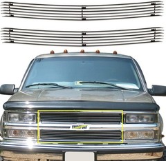 Billet Grille Polished Grille Inserts Combo Fits Chevy C/K Pickup/Suburban/Tahoe