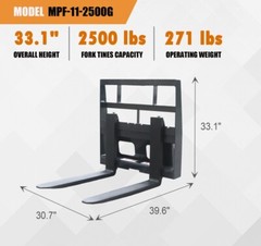 2500lbs Landhonor 42”Pallet Fork For Toro Industrial Mini Equipment Skid Steer