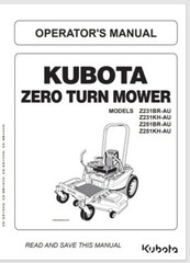 Kubota Z251BR Z231kh-au, Z251br-au Z251kh Mower Operators Manual 85 pages