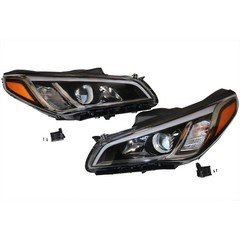 2015-2017 Hyundai Sonata Halogen Headlight Set Clear Lens Black