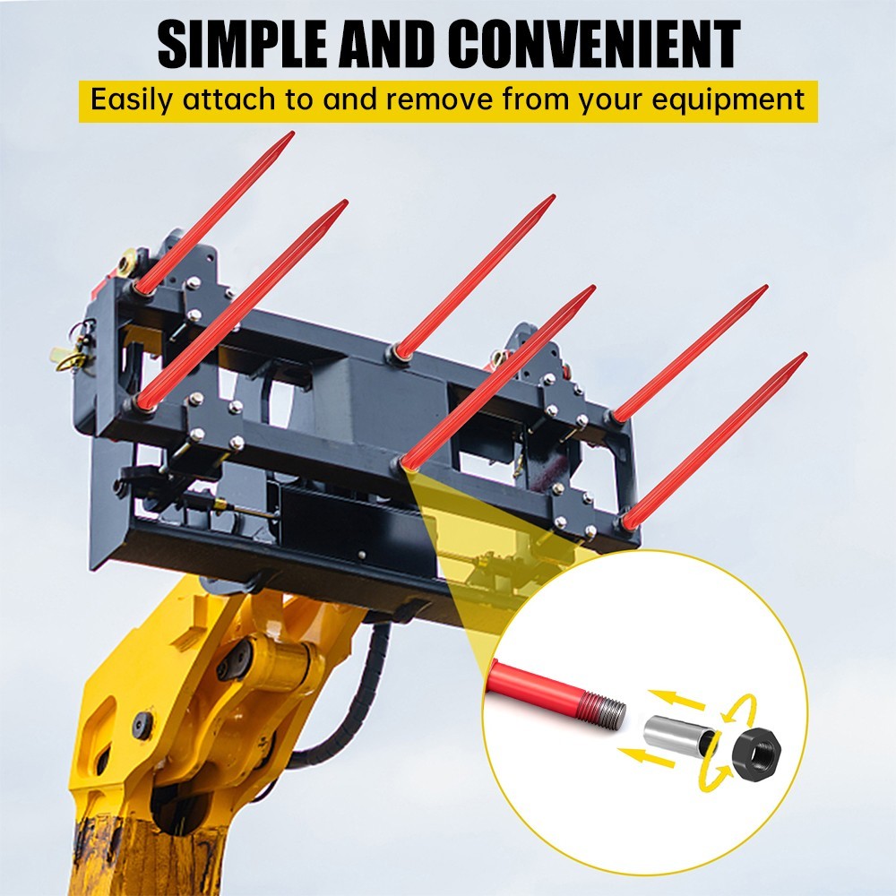 2Pcs Hay Bale Spear 39″ 4500 lbs Capacity Spike Fork for Tractors Loaders