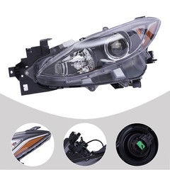 Halogen Headlight Assembly 2014-2016 Mazda 3 Sport Hatchback Sedan Left Driver