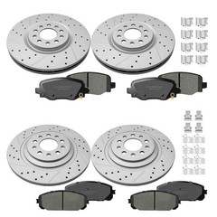 Front Rear Brake Disc Rotors & Ceramic Brake Pads Kit Fit Cherokee 2014-2023