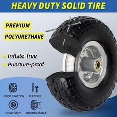 GICOOL 4.10/3.50-4″ Flat Free Tire and Wheel, 10″ Heavy 2 Pack, Grey 2 PCS