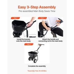 Uimoso Walk-Behind Push Spreader,60lbs Capacity,Adjustable 0-9.8 ft Spread Width
