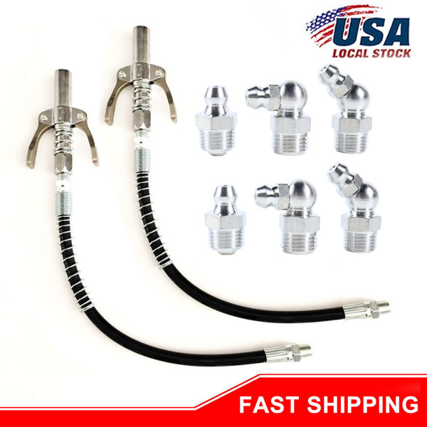 (2 Pack) Double Handle Lock Plier Oil Nozzle High Pressure Grease Gun Coupler+A