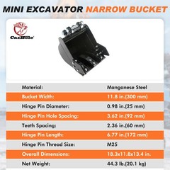 Digging Bucket Attachment 12inch/300mm For Mini Excavator Trench Buckets w/Teeth