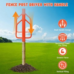 Garveetech 18Lb Fence Post Driver Handles 3 Diameter T Post Pounder Heavy Duty