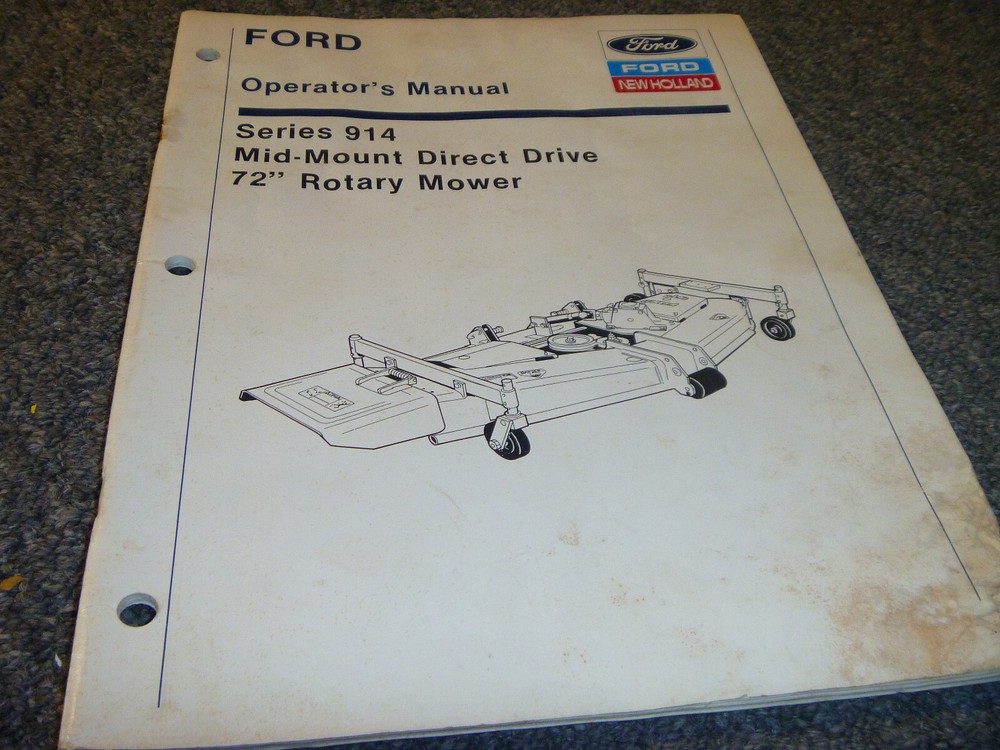 Ford New Holland 914 Mid Mount Direct 72″ Rotary Mower Owner Operator Manual xz
