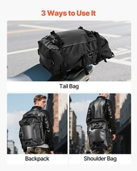 Motorcycle Tail Bag, 30 L Motorcycle Rear Seat Bag with Waterproof Rain Cover, O