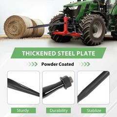 49″ Steel Hay Bale Spear 4500 lbs Capacity Spike Fork Tine For Tractors Loaders