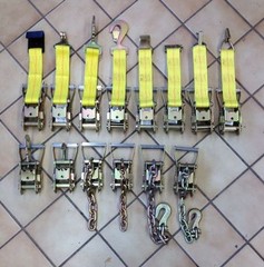 (4)-8 Point Sewn Eye 12K Short Strap Rollback Tie Down Flatbed Tow Truck Ratchet