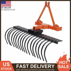 50″ Landscape Rake 3Point Hitch Tractor Rake for Cat-0 Cat-1 Tractor Quick Mount