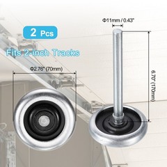 2pcs 2.76″ Zinc-Plated Steel Garage Door Rollers 7″ Long Stem Silver