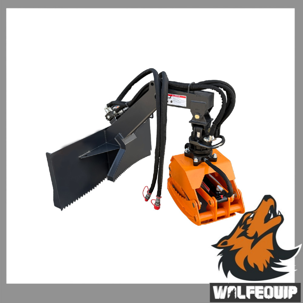 Wolfequip 360° Rotating Log Grapple Hydraulic Skid Steer Grapple Heavy Duty 44in