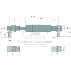 Stabilus 791125 Gas Strut 300N 180mm 88mm 8mm 43mm 18mm