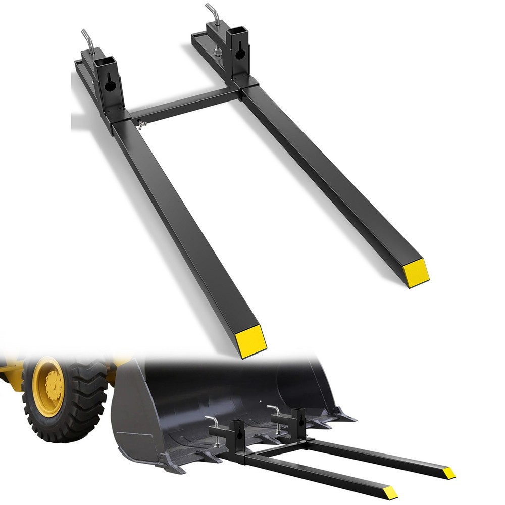 60″ Clamp on Pallet Forks For Tractor Bucket, Heavy-Duty Tractor Forks, 4500 LBS
