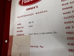 Vintage PETERBILT Owner’s Maintenance Manual Rare Early 1960s Model 282 ST 282ST