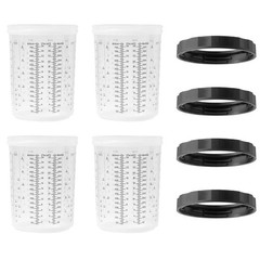 LAUCO 4 Pack Paint Spray Gun Hard Cup Set, 800ML (27 Oz) Reusable Mixing Cups