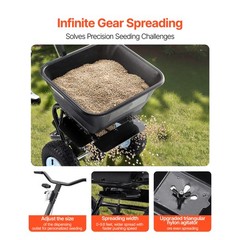 Uimoso Walk-Behind Fertilizer Spreader 100LB,Adjustable 0-9.8ft Spread Width