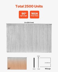 16 Gauge Finish Nails, 2 in Straight Finishing Nails, 2500-Count Galvanized