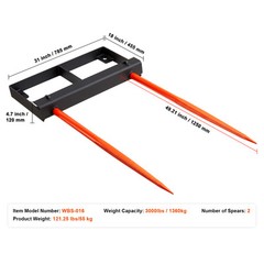 VEVOR 49″ Hay Bale Spear Universal Skid Steer Loader Tractor Bucket Attachment