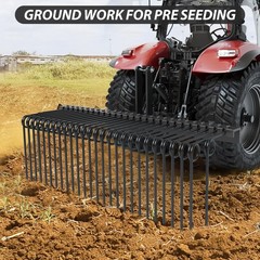 60 Inch 3 Point Tractor Rake Pine Straw Needle Rake Durable Powder Coated Steel