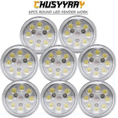 8PCS Round LED Fender Work Light For Deere Tractors 8450, 8650, 8850