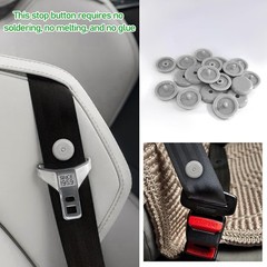 10 Sets Seat Belt Button Stop, Plastic Seat Belt Stop Clips Preven Color: Gray