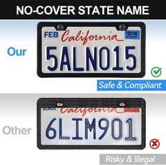 Matte Black 2-Pack License Plate Frames, Rust-Proof Aluminum Holder with No-Cove