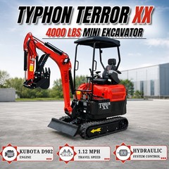 TYPHON TERROR XX 4000lb Mini Excavator Kubota D902 Engine Double Auxiliary Valve