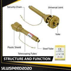PTO Shaft PTO Drive Shaft 1-3/8″x6 Spline w/ Slip Clutch T4 31.5-41″ Yellow New