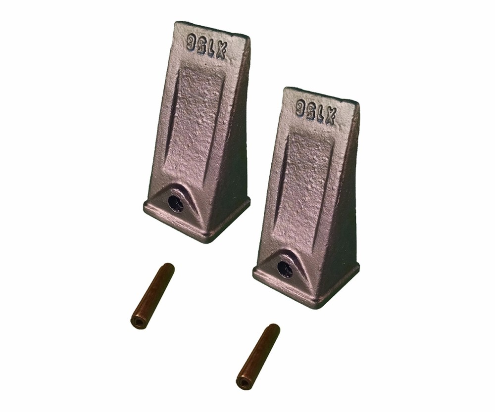 2 – Mini Excavator Standard Bucket Dirt Teeth w/ Roll Pins – X156S, P156