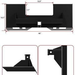 Universal Skid Steer Quick Attach Plate Adapter 1/4″ Steel w/ 2″ Hitch Receiver