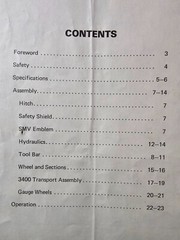 Yetter 3400 3500 Series Tool Bar Rotary Hoe Owner’s Operator’s Manual