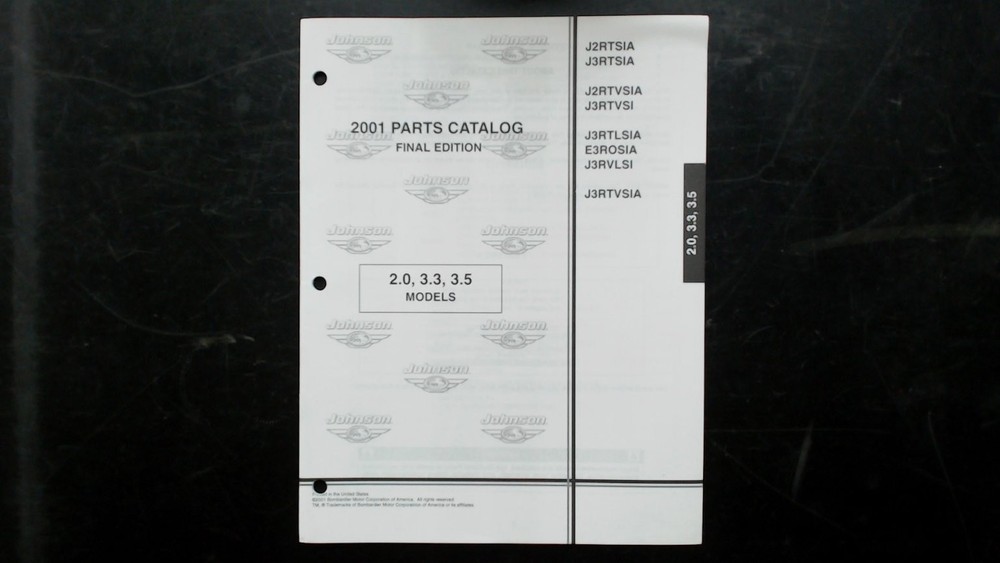 Johnson 2001 Parts Catalog 2.0 3.3 3.5 Models Final Edition
