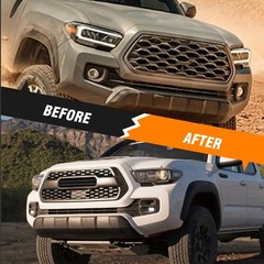 Front Hollow Grill Matte Black ABS for 2016-2022 Tacoma with Letters