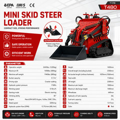 2645lbs Tracked Mini Skid Steer Loader 3-Pumps Dual Level Operation 23HP Engine