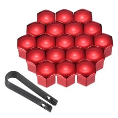 20Pcs 21mm Wheel Lug Nut Cover Bolt Caps Car Tire Nut Cover with Tongs Red