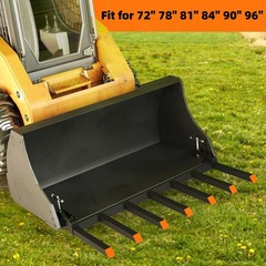 Clamp on Debris Forks 7 Prong 5500 lbs Load Pallet Forks, Fit 68 70 72″ Buckets