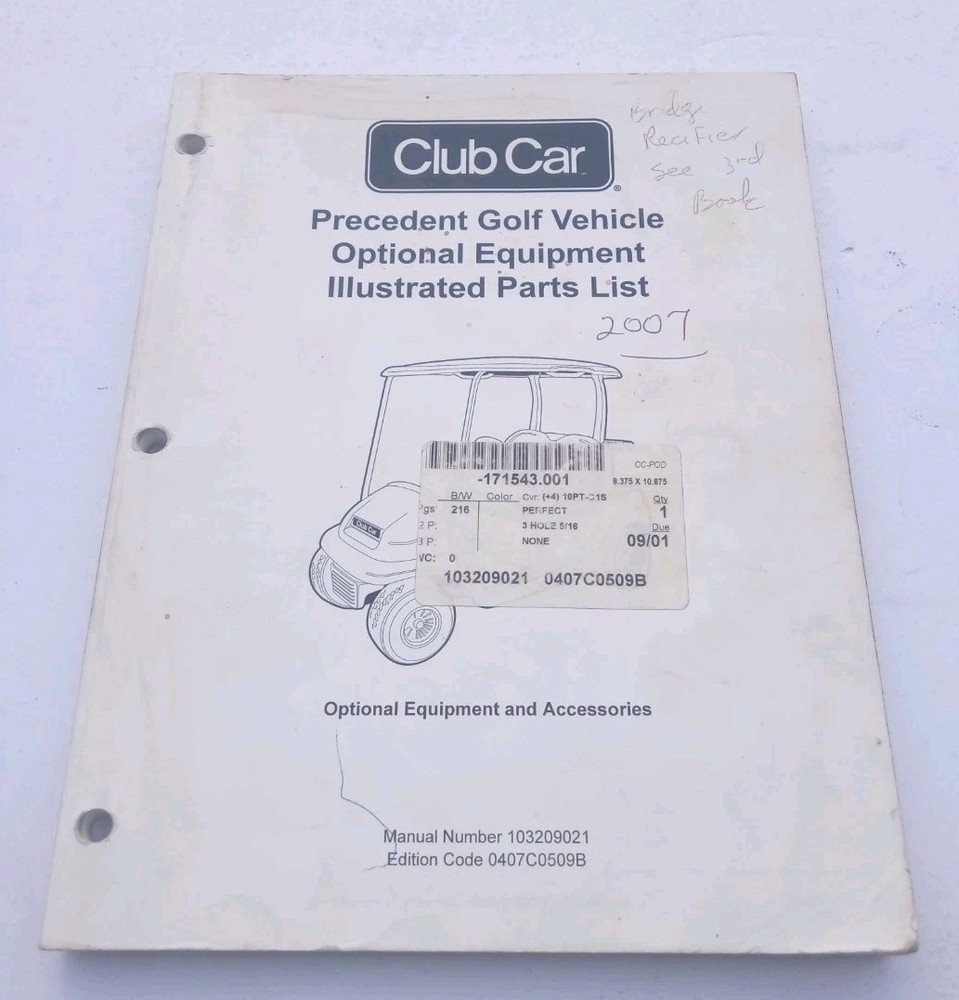 Club Car Golf Cart Vehicle Equipment Parts Manual Precedent ORIGINAL!