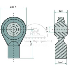 Ball Joint 45mm A, 40mm B, 19mm D, 88mm E, Cat 1 Top Link Weld-On