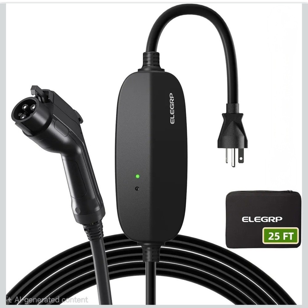ELEGRP Level 1/2 EV Charger, 16 Amp, Portable J1772 Electric Car Charger, 25FT