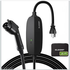 ELEGRP Level 1/2 EV Charger, 16 Amp, Portable J1772 Electric Car Charger, 25FT