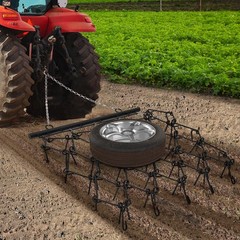 Heavy Duty 5 x 4.5 FT Drag Harrow with 3/8″ Tines for ATV UTVs & Lawn Tractors